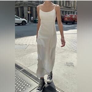 Brandy Melville White Maxi Double Line Dress One Size